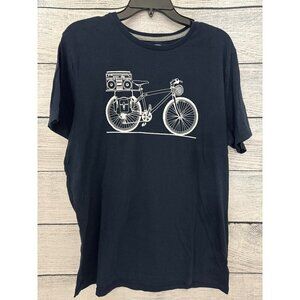 Old Navy Mens Blue Graphic T-Shirt With Bicycle/Boombox Size L